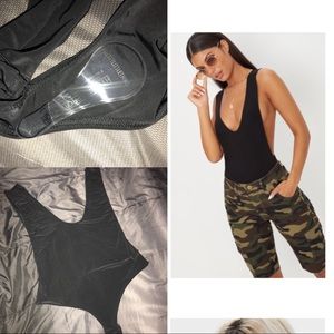 Deep plunge sides body suit